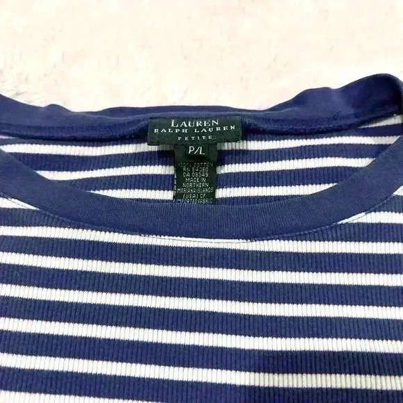 POLO RALPH LAUREN bright blue & white stripped/coastal aesthetic size LP - Picture 3 of 3